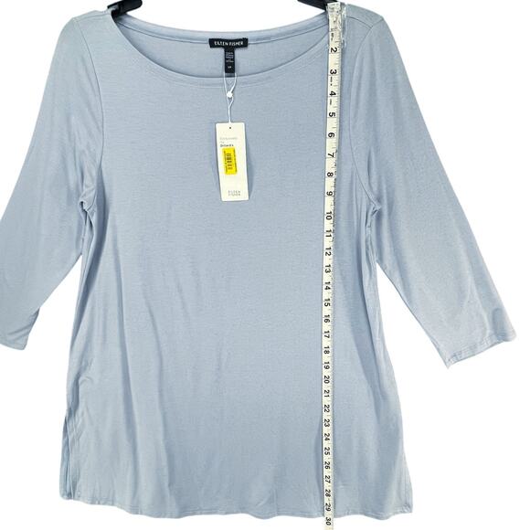 Eileen Fisher Top Womens S Blue Tencel Jersey Boat Neck LongTunic Shirt - Picture 7 of 14